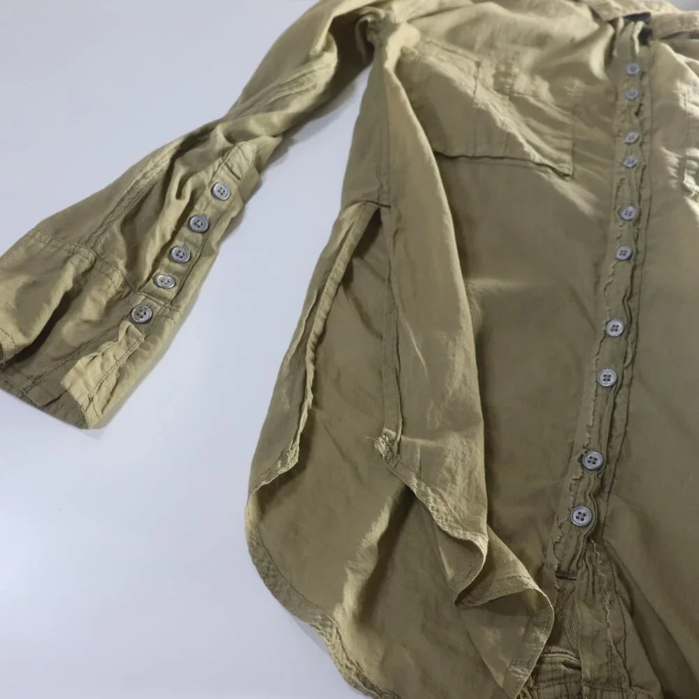 Free People We The Free Olive Military Button Up Shirt Size XS OB1480486